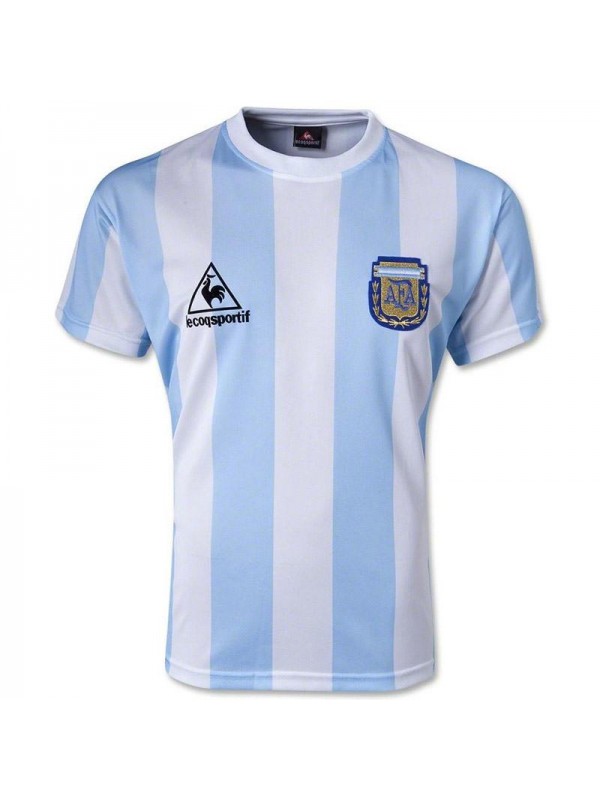 Argentina Retro Home Soccer Jersey Manadona Commemorative Edition Shirt 1986
